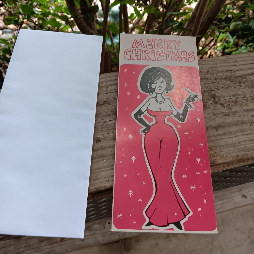 Vintage Naughty Risque Merry Christmas Card & Envelope